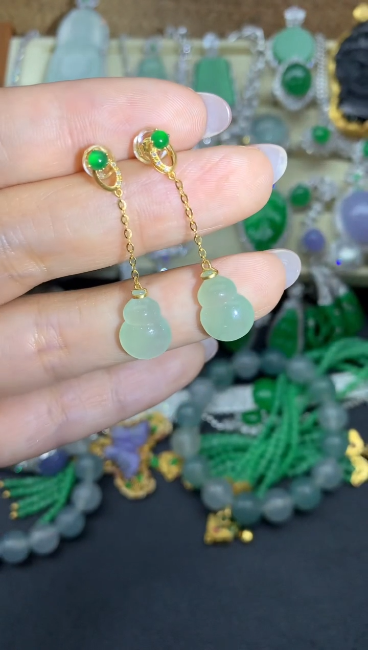 【闪购商品】翡翠耳饰18K金镶嵌293-中国好珍宝