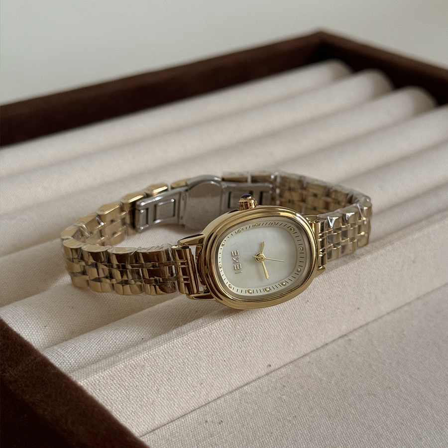 Rune鹿娜英伦绅士小众小金表钢带手表防水简约轻奢ins女士手表