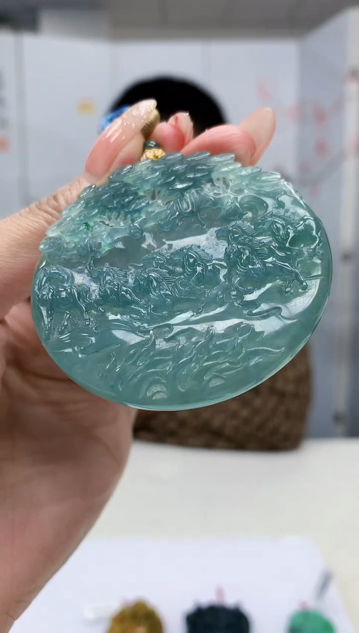 【闪购商品】定制翡翠未镶嵌4812MM-毛货挂件64