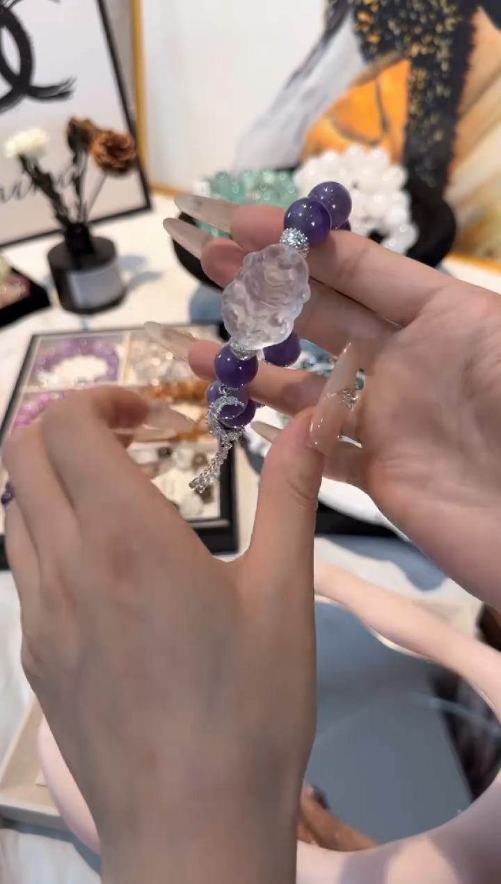 水晶手串未镶嵌乌拉圭X狐牌