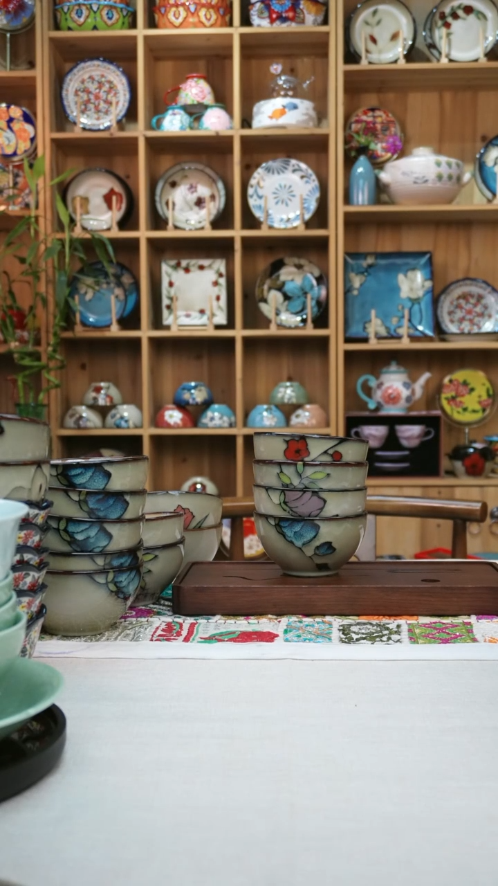 瓷片小可高温陶瓷餐具一组4只米饭碗