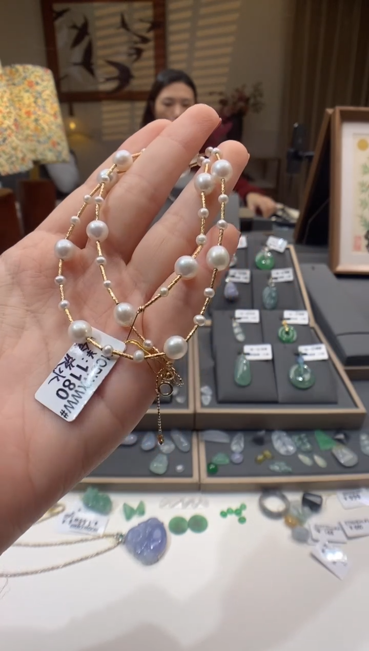 【闪购商品】淡水珍珠颈饰18K金镶嵌项链