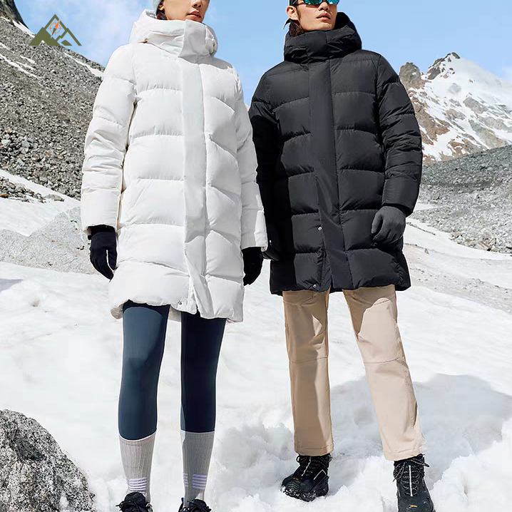 SC26032冬季御寒中长款鹅绒服男女户外防泼水高蓬松连帽羽绒服