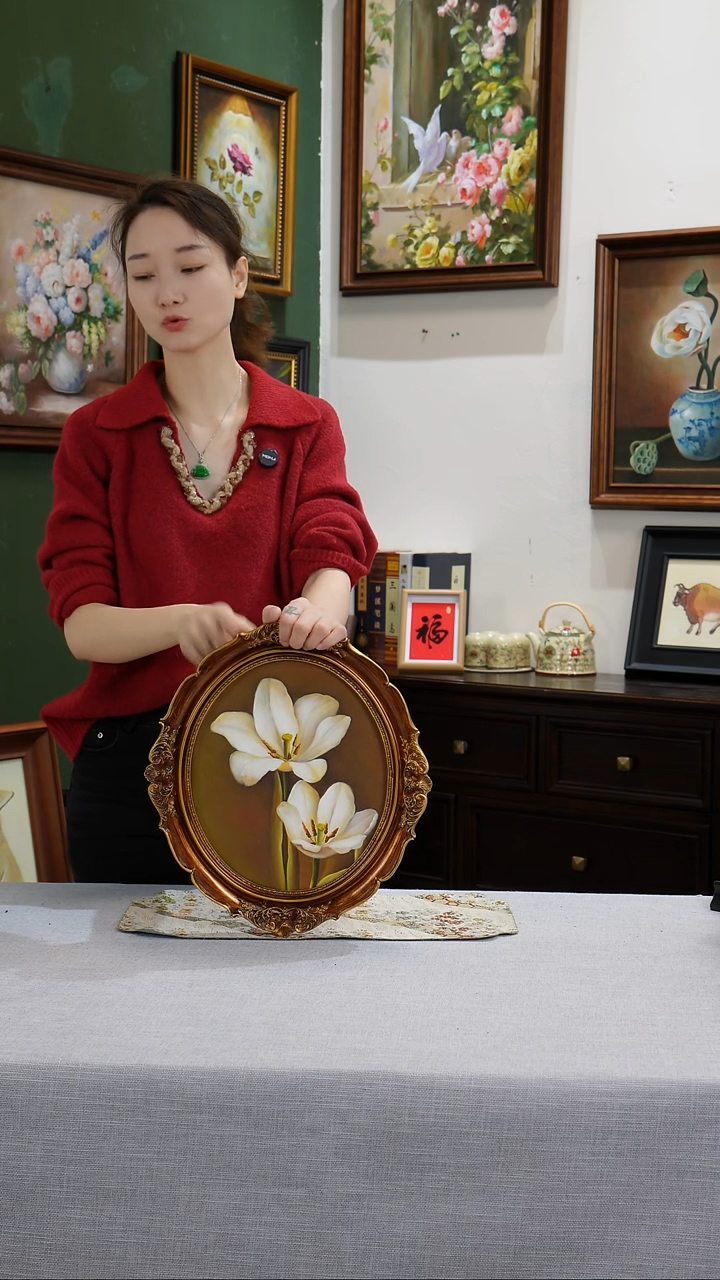 【闪购商品】油画12寸玉兰花手绘油画装饰画