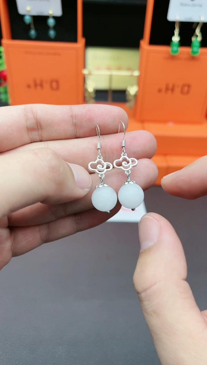 【闪购商品】玛瑙/玉髓耳钉银S925镶嵌101000