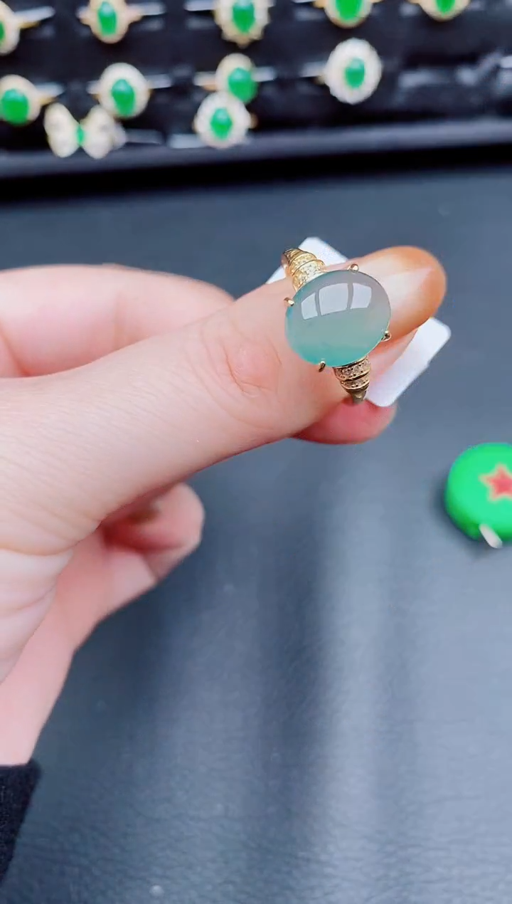 【闪购商品】翡翠戒指银S925镶嵌天然a货翡翠139