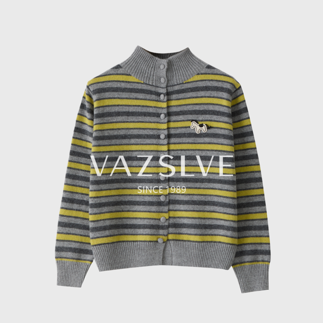 【VAZSLVE/全新奢品】捡漏 羊绒小马撞色条纹开衫毛衣msl1271