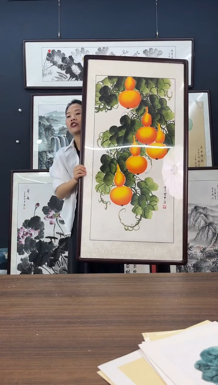 圆形代云中-花鸟124*64绘画
