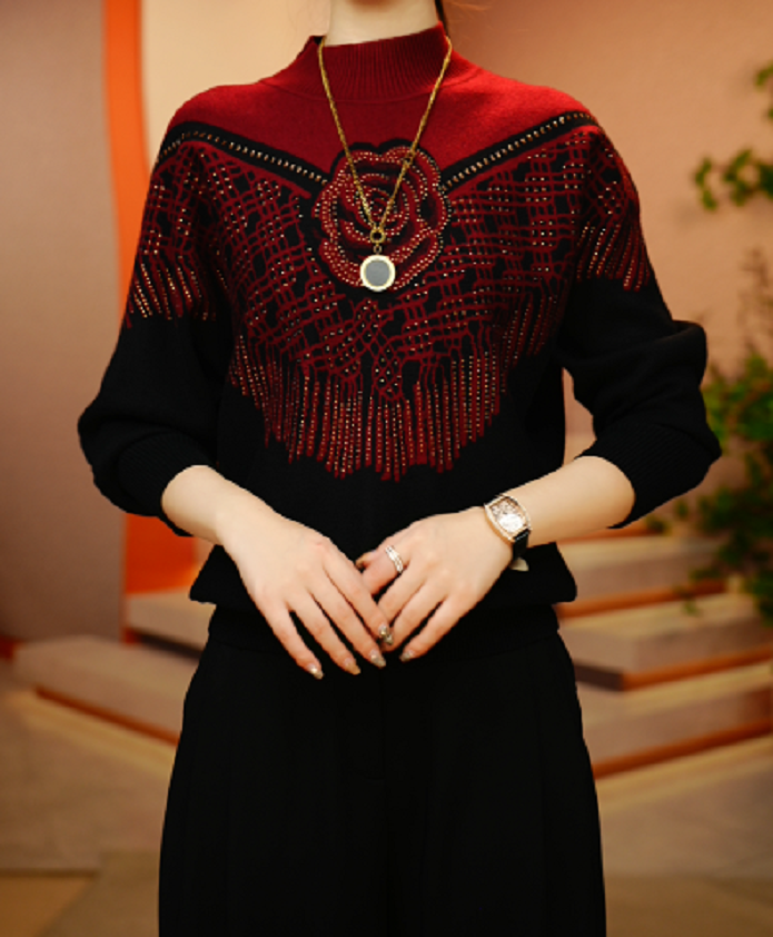 茶花流苏-新款秋冬季针织长袖上衣舒适透气气质上衣