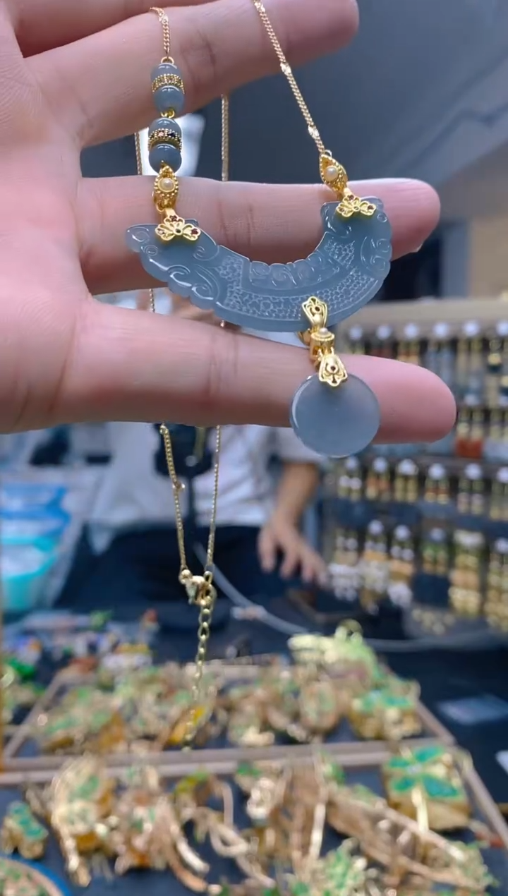 【闪购商品】翡翠耳饰合金0121翡翠锁骨链