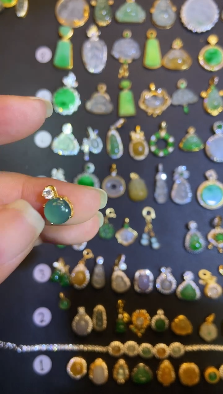 吊坠(不含链)银S925镶嵌翡翠1