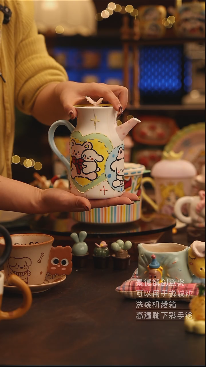 陶瓷景德镇可爱陶瓷釉下彩绘设计师款