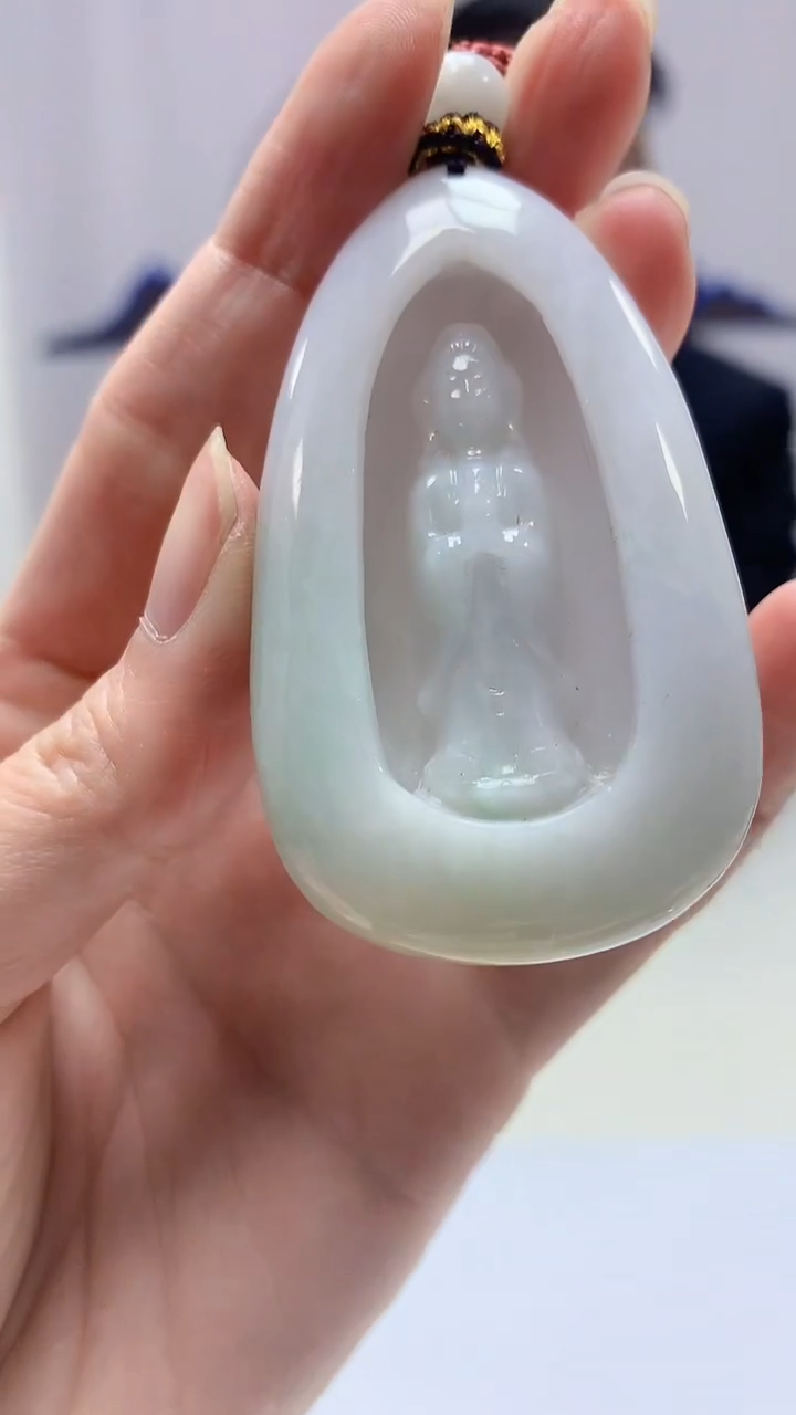 【闪购商品】定制翡翠未镶嵌4969zm-毛货挂件观音148