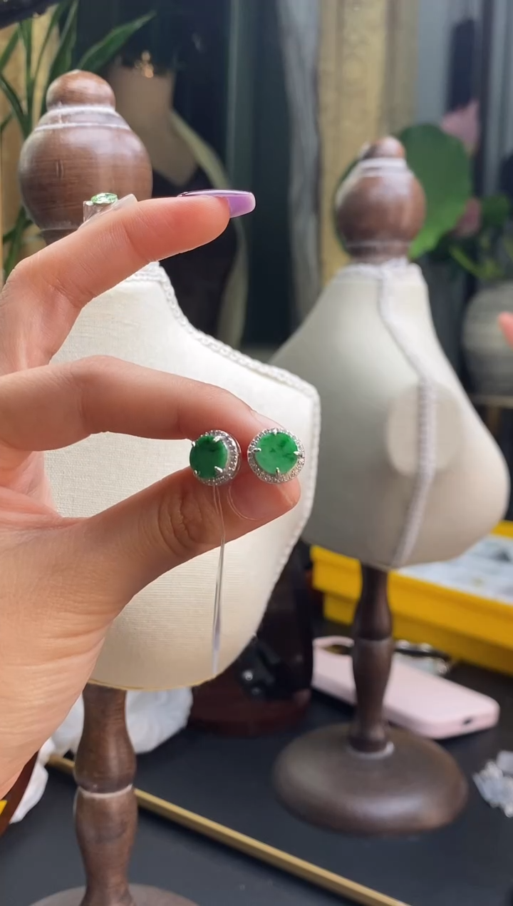 颈饰银S925镶嵌翡翠净货14011