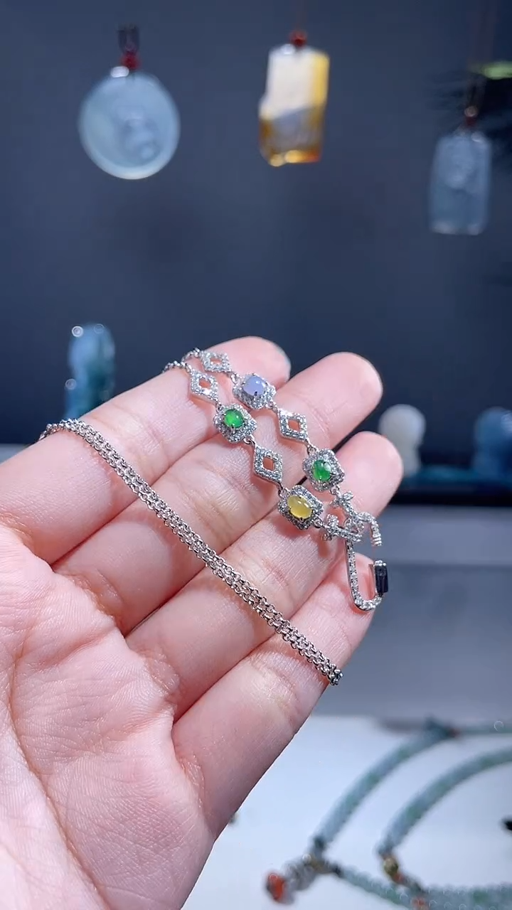 翡翠银S925镶嵌颈饰项链