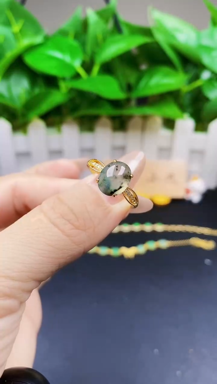 翡翠戒指银S925镶嵌12