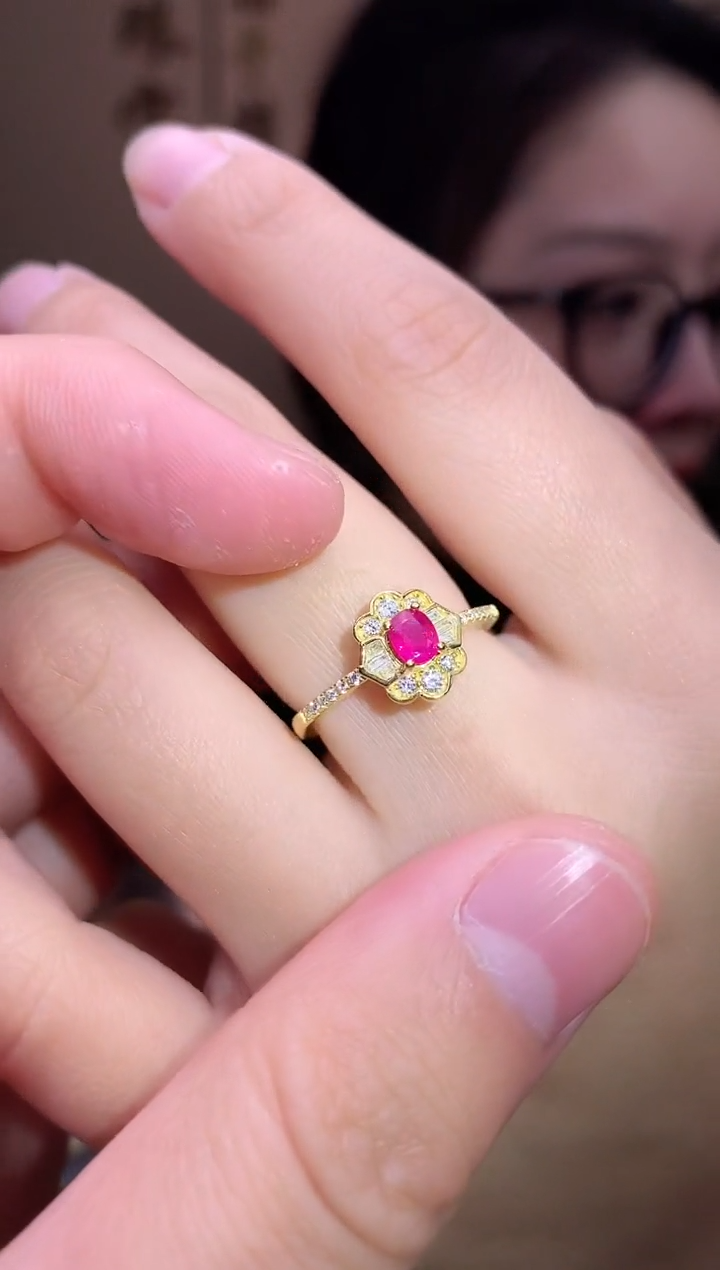 【闪购商品】红宝石戒指银S925镶嵌戒指