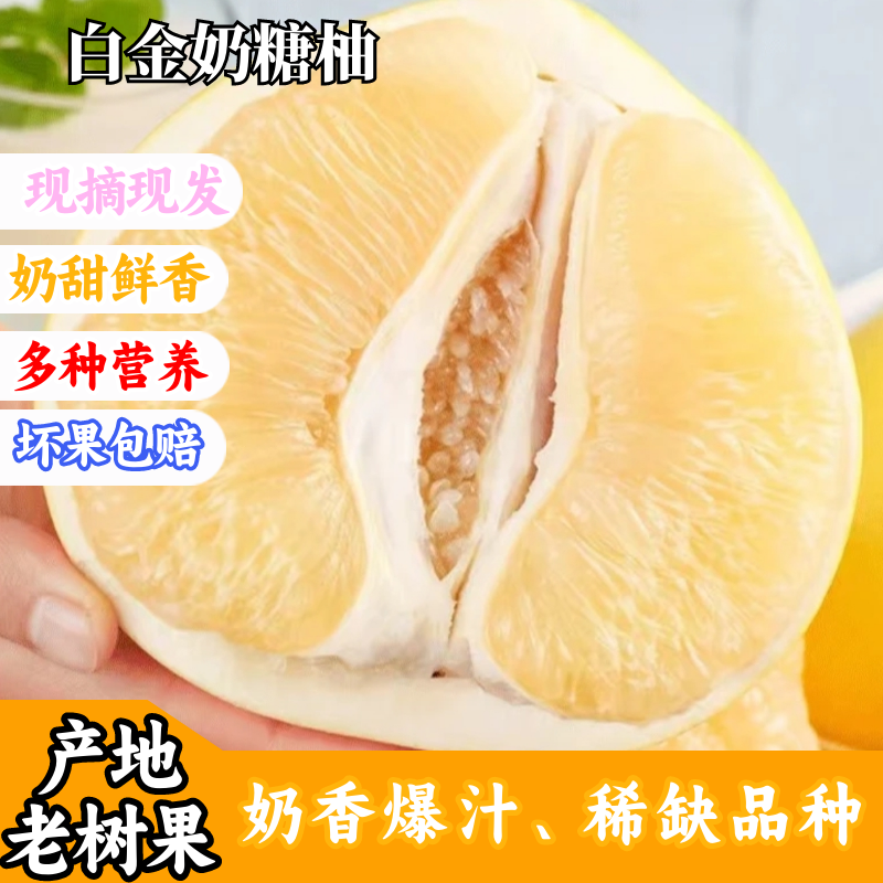 【白金奶糖柚】琯溪白金奶糖柚白心蜜柚新鲜水果清甜多汁新鲜应季mg