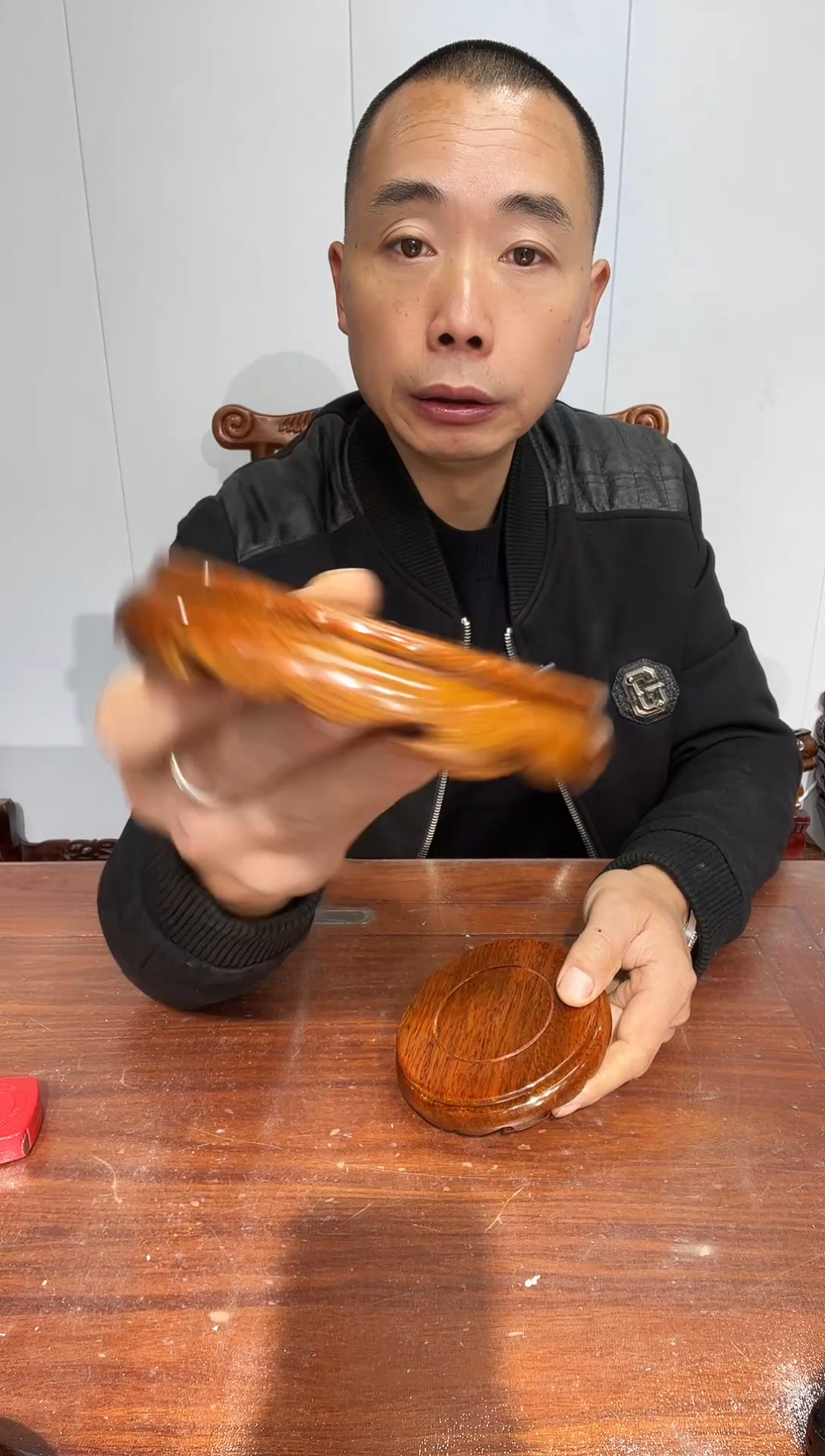 木老花圆形小盘几两个11*12*2.6