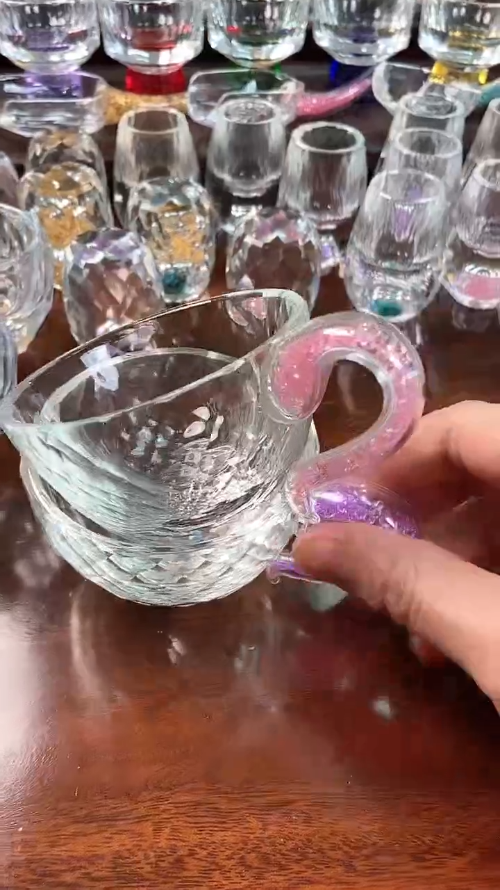 【闪购商品】玺宴新款水晶100毫升咖啡杯粉钻+紫罗兰