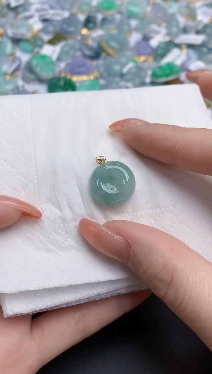 【闪购商品】翡翠颈饰18K金镶嵌天然缅甸翡翠A货