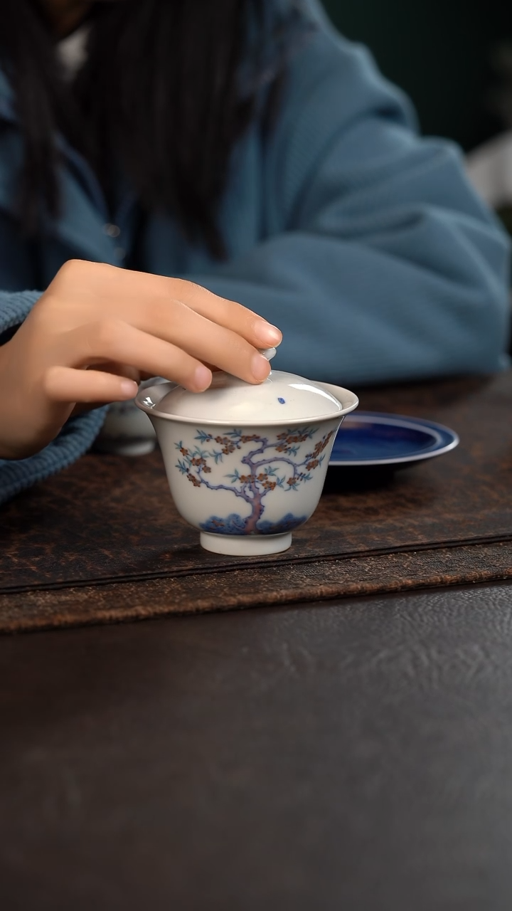 【闪购商品】杯云霞珍藏斗彩桃花盖碗