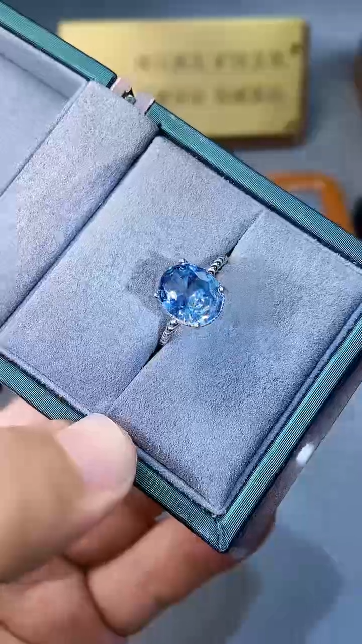 【闪购商品】海蓝宝石戒指银S925镶嵌354