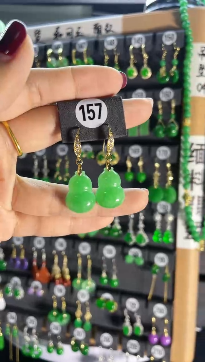 【闪购商品】翡翠耳饰银S925镶嵌157..