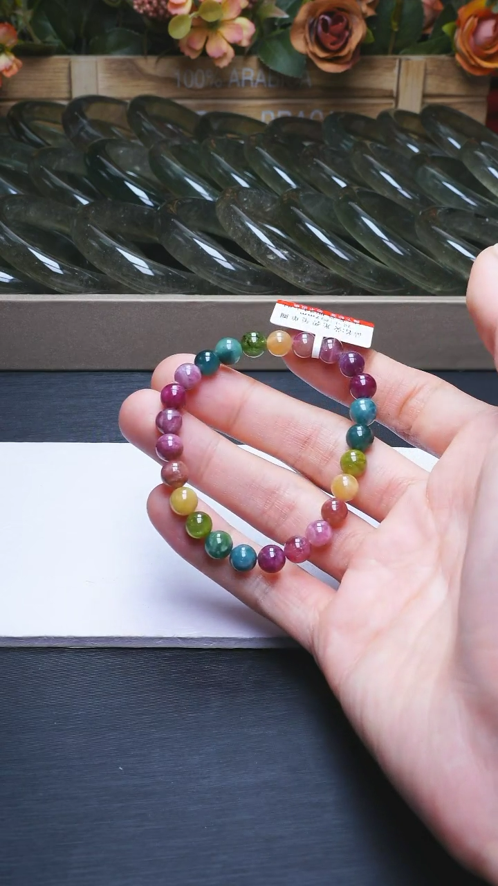 【闪购商品】碧玺手链未镶嵌7mm荧光碧玺单圈-多样性发其一