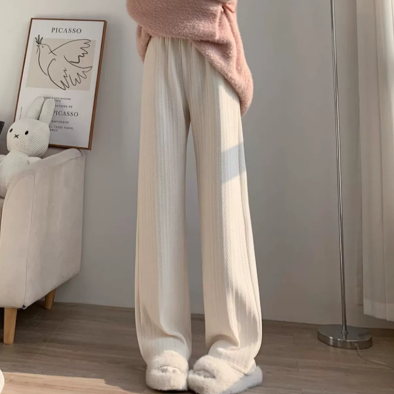 《1901-1910》时尚女装休闲裤子加厚加绒显瘦春秋高腰外穿宽松垂感