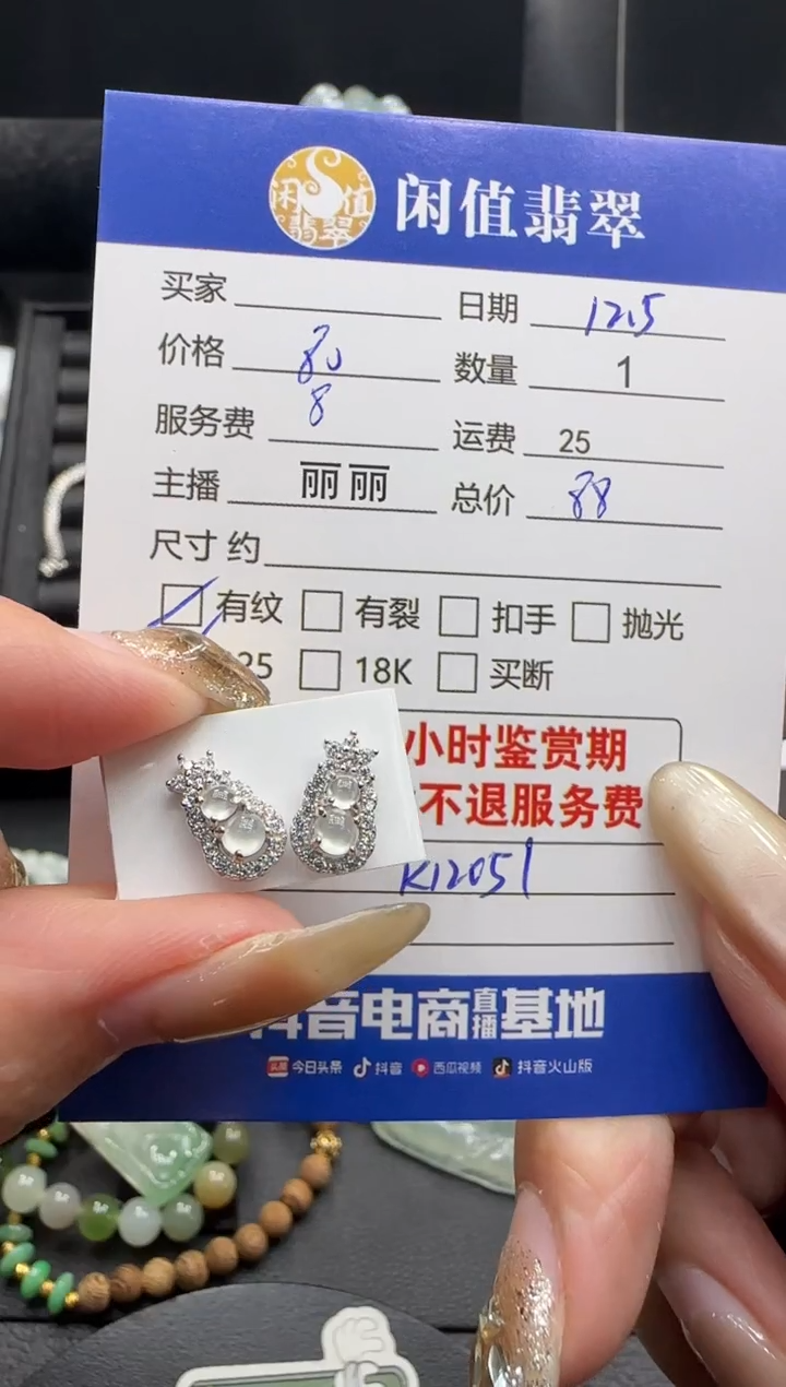 银S925镶嵌翡翠耳饰翡翠耳饰