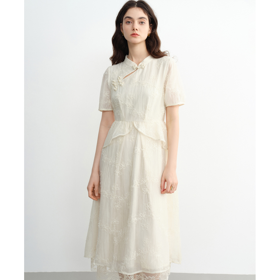 独束大码女装法式浪漫新中式连衣裙国风收腰裙子（新）25DS82320