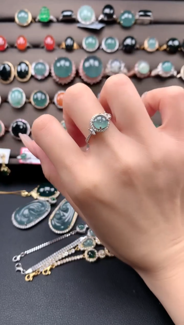 【闪购商品】翡翠戒指银S925镶嵌4324324