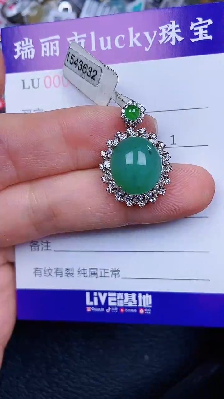 颈饰银S925镶嵌翡翠54