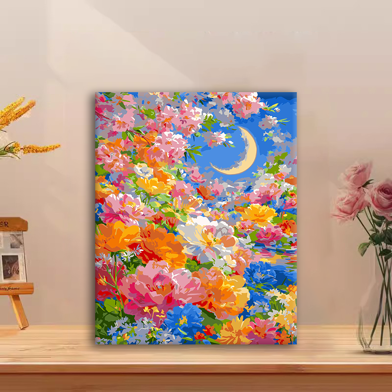 ( 花影月夜）diy数字油画手绘填色解压治愈手工礼物丙烯客厅装饰画