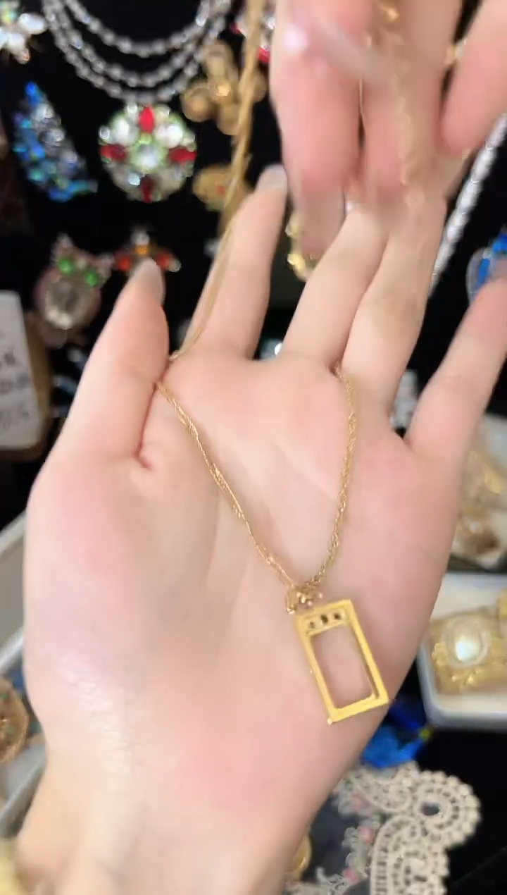 铜合金合成碳硅石820小方块项链