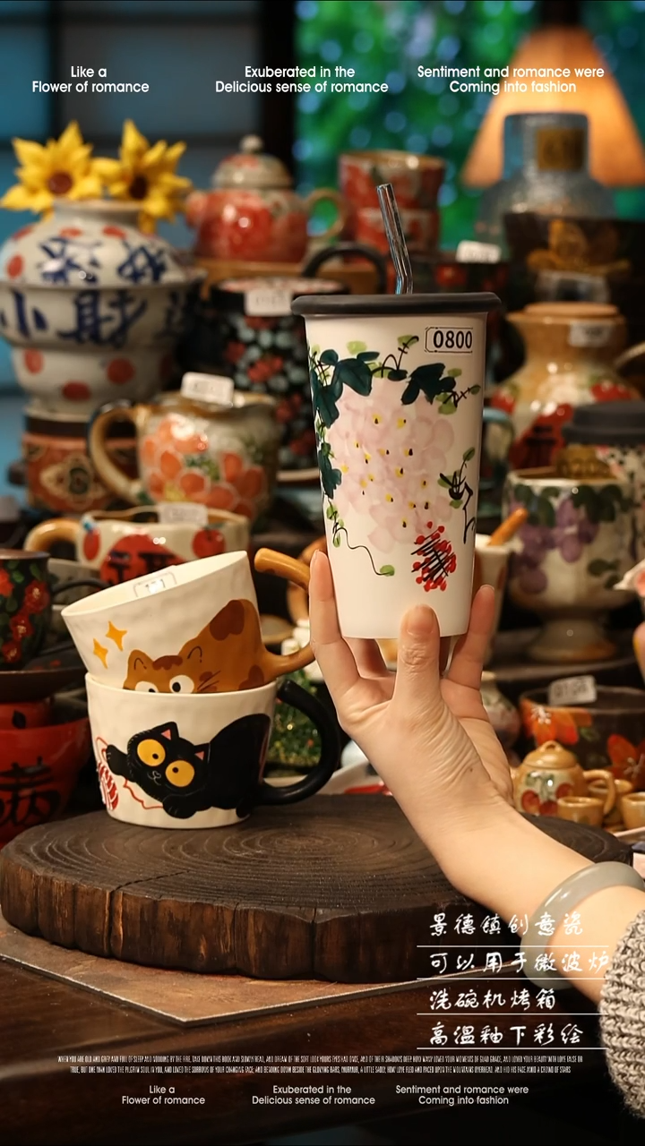 陶瓷景德镇高温釉下彩手工手绘款式@A0800@