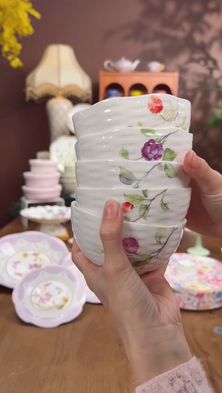 【闪购商品】瓦当浆果藤编4.25寸米饭碗一套5个