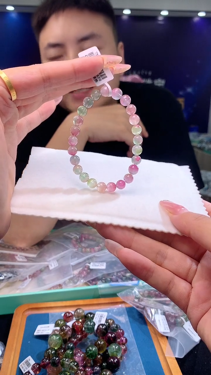 手链未镶嵌碧玺人鱼西瓜碧玺单圈7x（多样性发一）