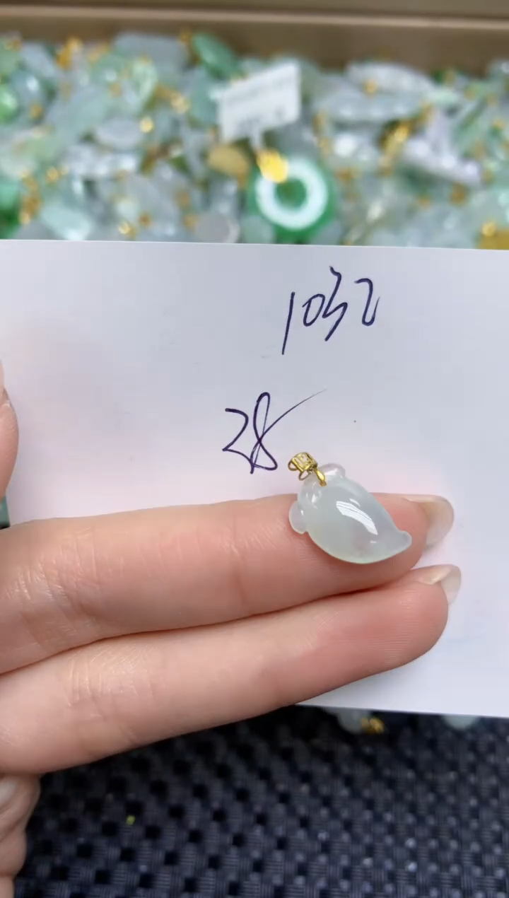 【闪购商品】翡翠颈饰18K金镶嵌天然缅甸A货翡翠