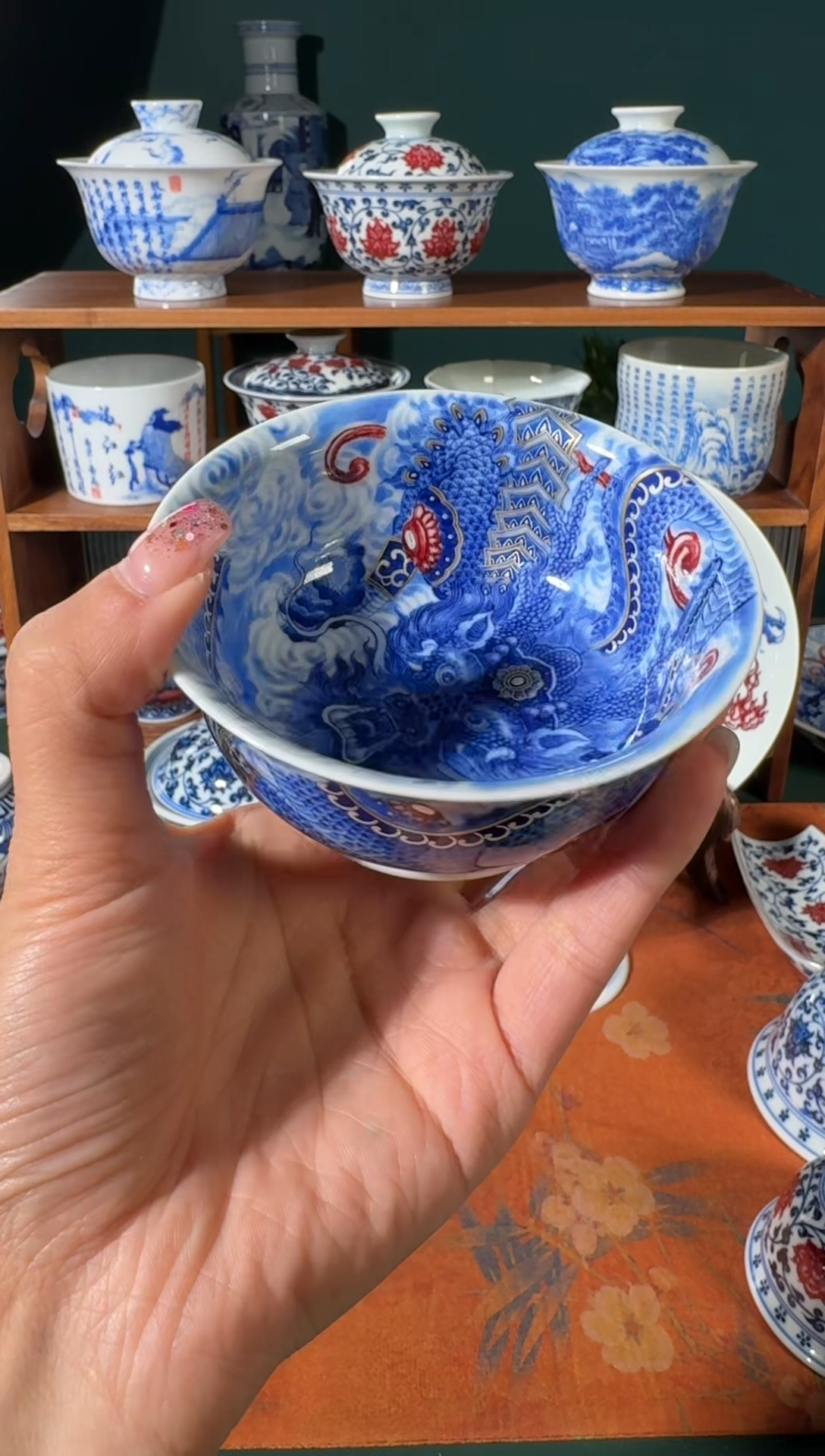 【闪购商品】杯永明尚玩错金银铠甲龙墩式杯
