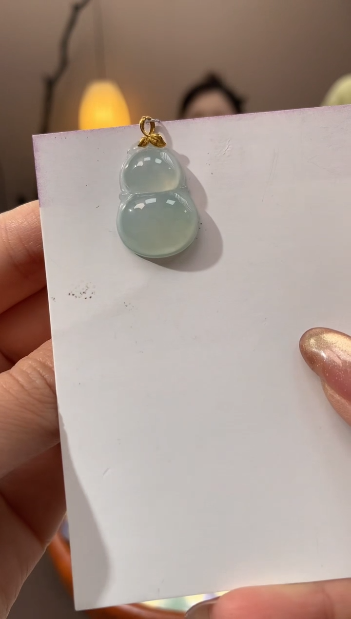 【闪购商品】翡翠颈饰18K金镶嵌天然缅甸a货翡翠