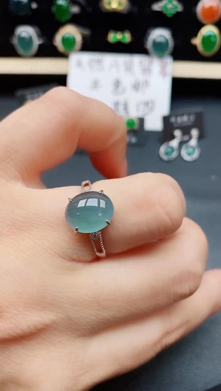 翡翠戒指银S925镶嵌580505