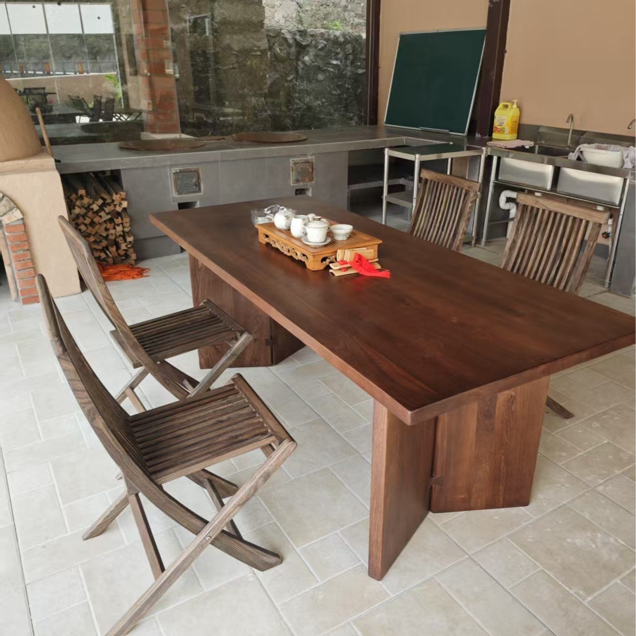 （延期发货）实木大板书桌侘寂风简约泡茶桌禅意客厅办公