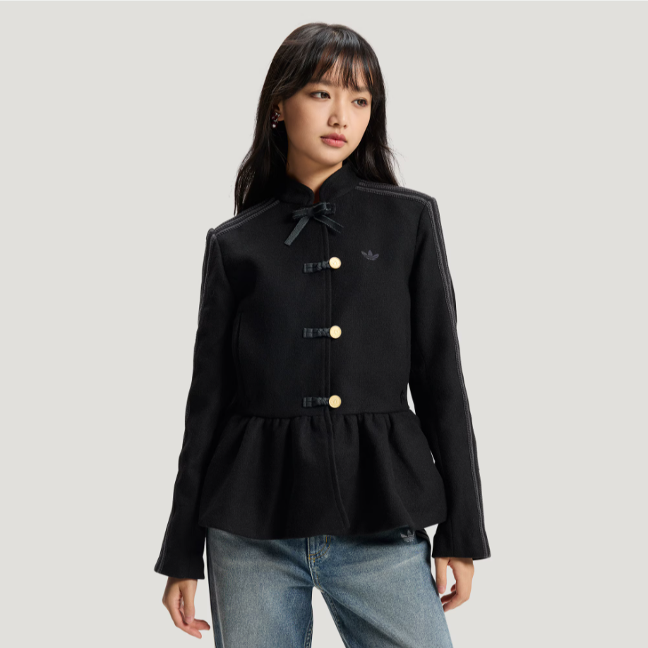 阿迪达斯NEW YEAR JACKET 新中式花苞收腰运动修身夹克外套KR5068