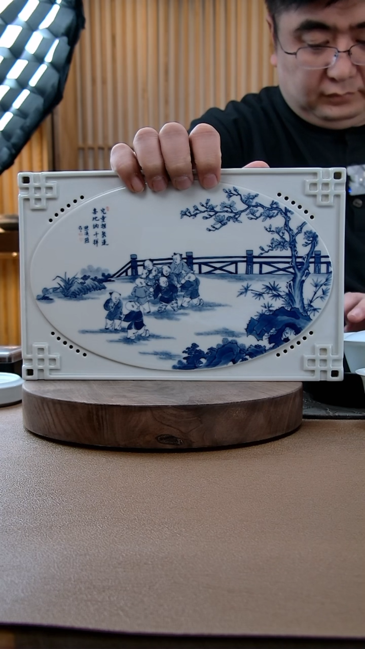 【闪购商品】陈凌燕青花婴戏干泡盘