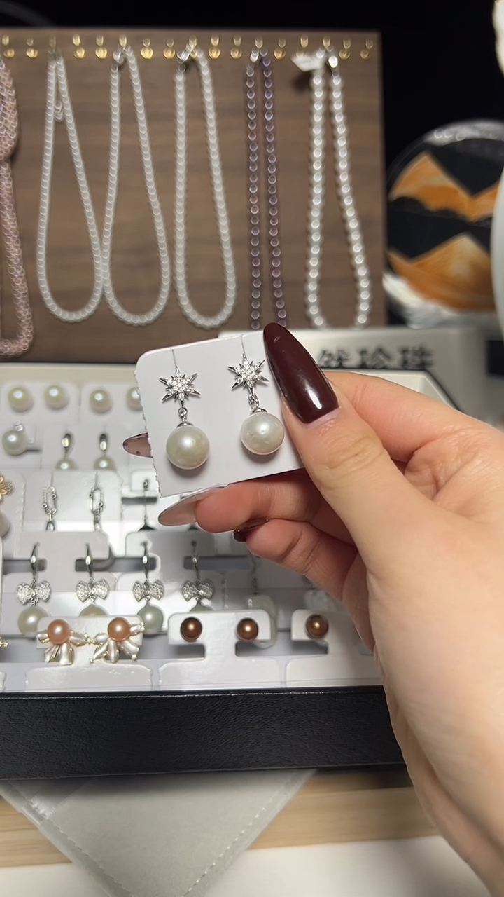 银S925镶嵌耳饰淡水珍珠永丽严选