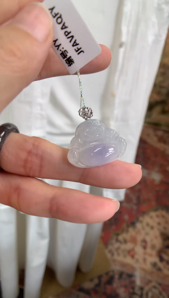 翡翠18K金镶嵌颈饰佛公