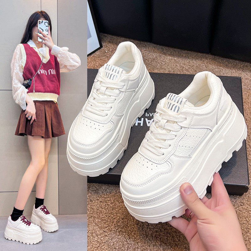 增高9厘米春秋新款厚底小白鞋松糕鞋