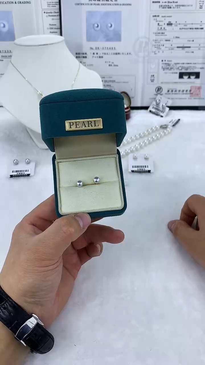 18K金镶嵌AQ海水珍珠海水珍珠耳钉@@YX124